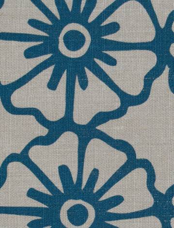 Hand-Printed Linen Pinwheel Outlined Hand-Printed Linen Tropical Blue